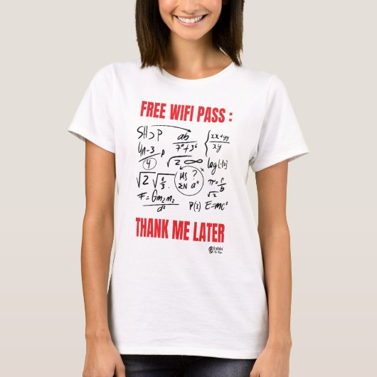 Gratis WiFi Vrouwen Wit T-shirt (Voorkant)