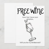 Gratis wijn - Aanzoek bruidsmeisje Bedankkaart (Voorkant / Achterkant)