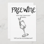 Gratis wijn - bruidsmeisje voorstel bedankkaart (Voorkant / Achterkant)