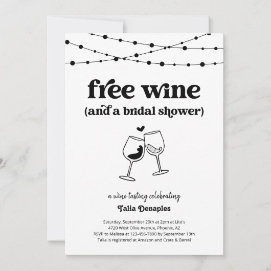 Gratis wijnproeverij Vrijgezellenfeest Kaart (Voorkant)