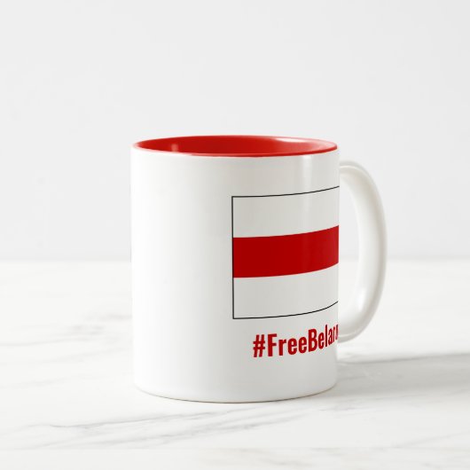 Gratis Wit-Rusland - Engels - Wit Rood Wit Vlag Tweekleurige Koffiemok (Voorkant rechts)