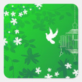 Gratis witte vogel onder witte bloemen Stickers (Voorkant)
