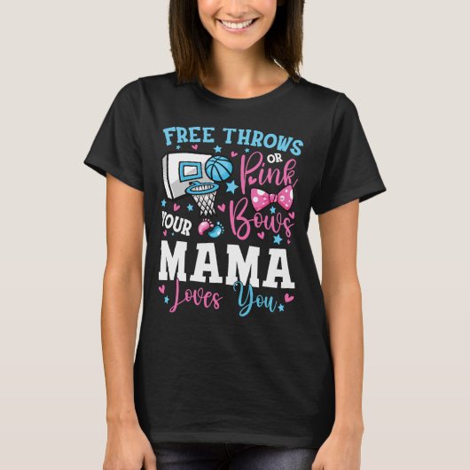 Gratis worpen of roze strikken mama houdt van je m t-shirt (Voorkant)