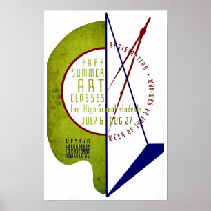 Gratis Zomerkunstlessen - oud WPA-Poster Poster