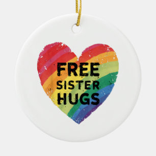 Gratis Zus Knuffels LGBT Homoseksuele Lesbische Tr Keramisch Ornament