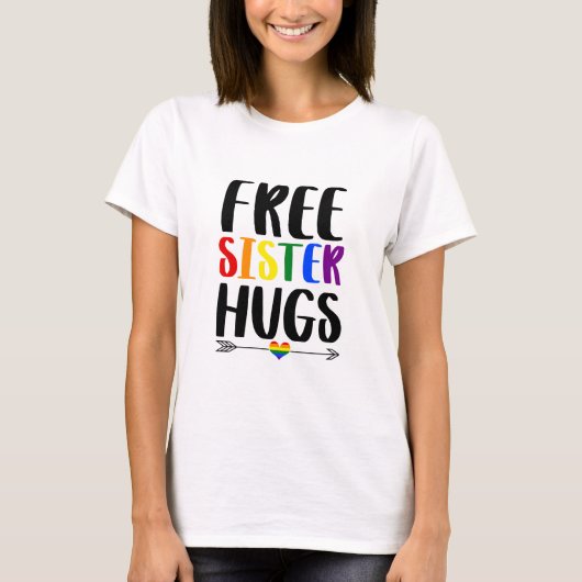 Gratis zusje met pijlregenboogpride t-shirt (Voorkant)