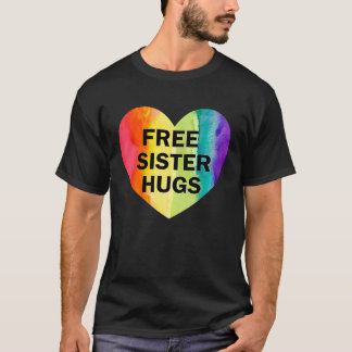 Gratis zuster Hugs LGBT-vlag Harde regenboog Pride T-shirt