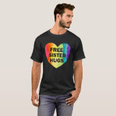 Gratis zuster Hugs LGBT-vlag Harde regenboog Pride T-shirt (Voorkant volledig)