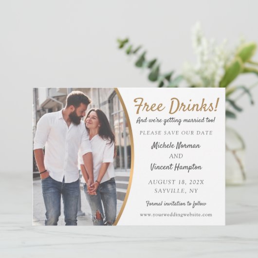 Gratis zwarte goudfoto's Casual sparen de datum Save The Date (Staand voorkant)