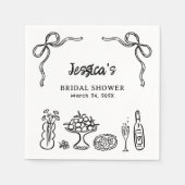 Gratis Zwarte Handgetekende Bruiloftsshower Papier Servet (Voorkant)