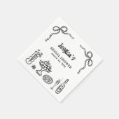 Gratis Zwarte Handgetekende Bruiloftsshower Papier Servet (Hoek)