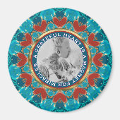 Gratitude Aqua Teal Mandala Custom Words & Photo Magneet (Voorkant)
