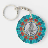 Gratitude Aqua Teal Mandala Custom Words & Photo Sleutelhanger (Voorkant)