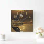 Gratitude Bald Eagle Spirituele Wildlife Clock Vierkante Klok (Huis)