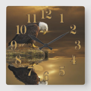Gratitude Bald Eagle Spirituele Wildlife Clock Vierkante Klok