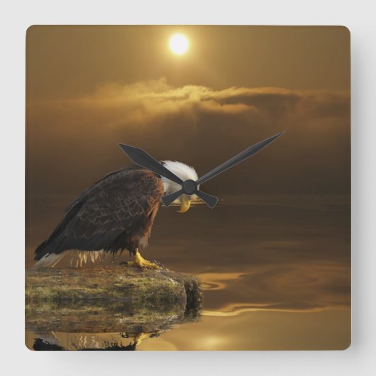 Gratitude Bald Eagle Spirituele Wildlife Clock Vierkante Klok (Voorkant)