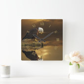 Gratitude Bald Eagle Spirituele Wildlife Clock Vierkante Klok (Huis)