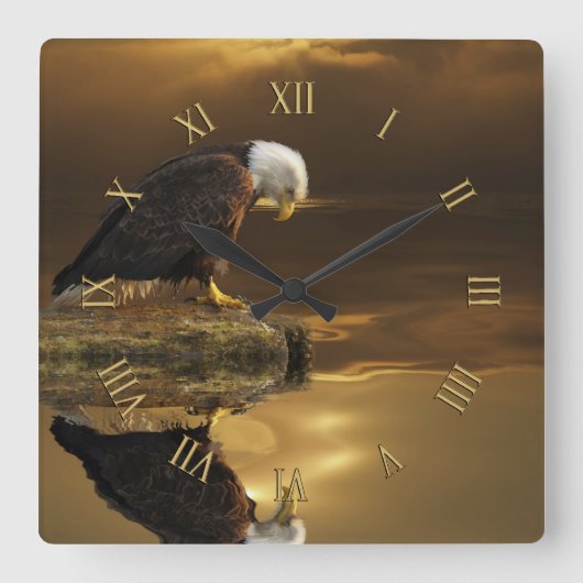 Gratitude Bald Eagle Spirituele Wildlife Clock Vierkante Klok (Voorkant)
