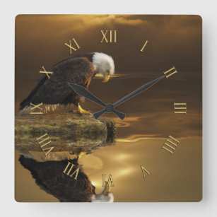 Gratitude Bald Eagle Spirituele Wildlife Clock Vierkante Klok