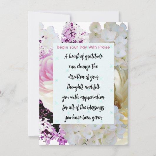 Gratitude Bible Verse Floral Meditation Card Kaart (Voorkant)