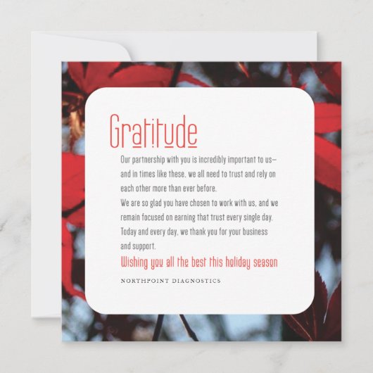 Gratitude Corporate Holiday Card Kaart (Voorkant)
