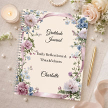 Gratitude dagboek roze lint crèmekleurige bloemen
