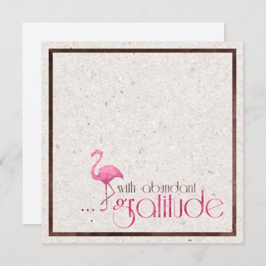 Gratitude Flamingo met roze Waterverf-kaart Feestdagenkaart (Voorkant / Achterkant)
