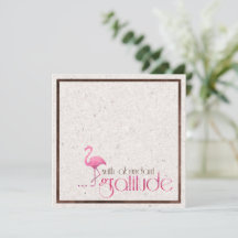 Gratitude Flamingo met roze Waterverf-kaart