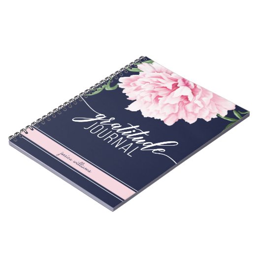 Gratitude Floral Peony Navy Journal Notitieboek (Linkerzijde)