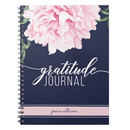 Gratitude Floral Peony Navy Journal Notitieboek (Voorkant)