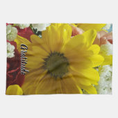 Gratitude Floral Yellow Daisy Photo Theedoek (Horizontaal)