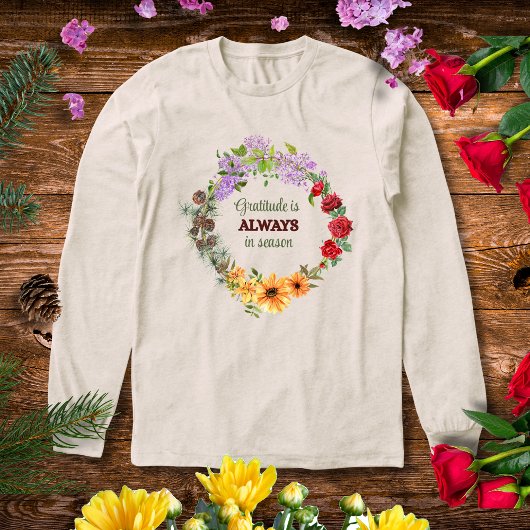 Gratitude in Every Season Floral Wreath Tri-Blend Shirt