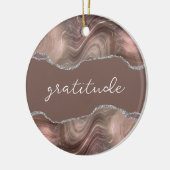 Gratitude Inspirerend Word Taupe Silver Agate Keramisch Ornament (Links)