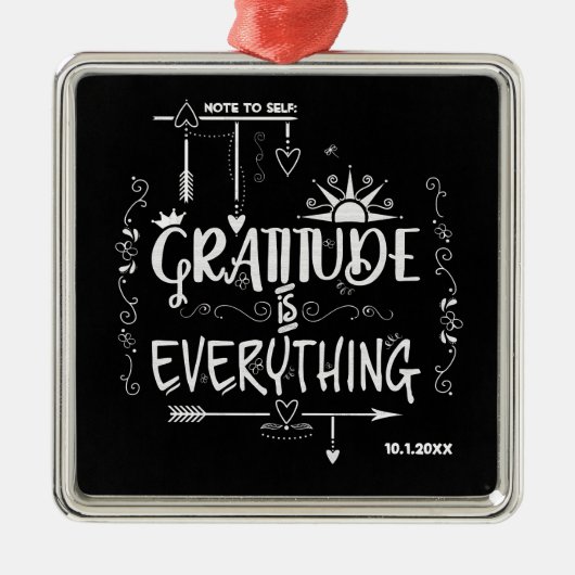 Gratitude is Alles-notitie voor Self Chalkboard Metalen Ornament (Voorkant)