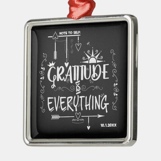 Gratitude is Alles-notitie voor Self Chalkboard Metalen Ornament (Links)