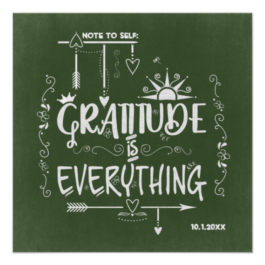 Gratitude is Alles-notitie voor Self Chalkboard Poster (Voorkant)