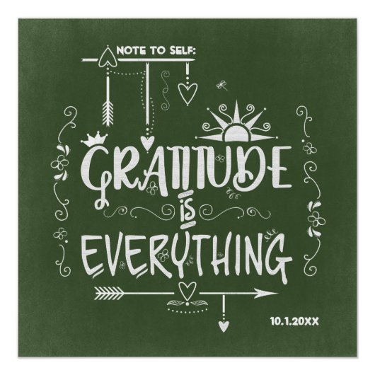 Gratitude is Alles-notitie voor Self Chalkboard Poster (Voorkant)