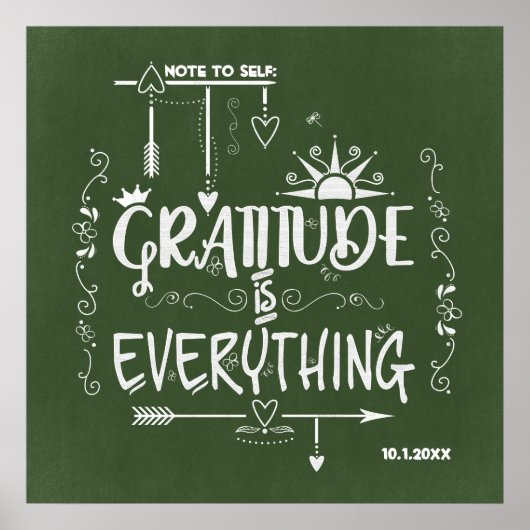 Gratitude is Alles-notitie voor Self Chalkboard Poster (Voorkant)