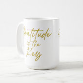 "Gratitude is de Key" 15oz koffie-Mok Koffiemok (Voorkant links)