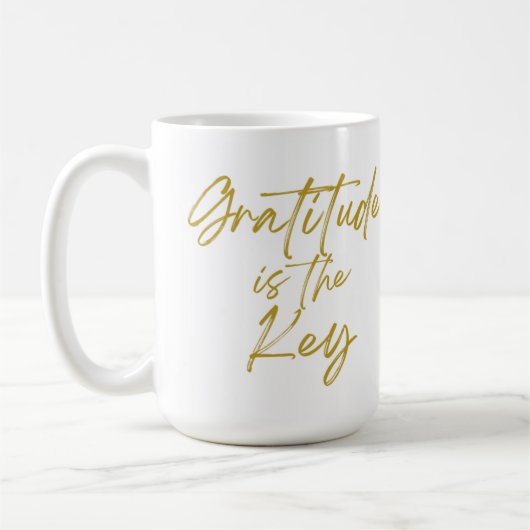 "Gratitude is de Key" 15oz koffie-Mok Koffiemok (Links)
