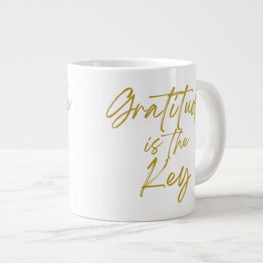 Gratitude is de Key 20 oz Jumbo Mok (Voorkant rechts)
