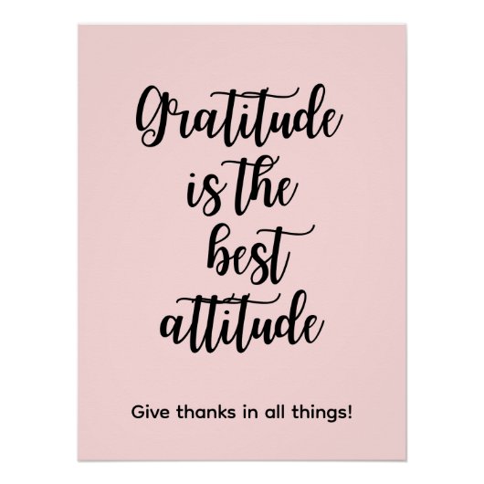 Gratitude is the best attitude Pink Wall Poster (Voorkant)