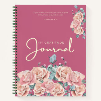 Gratitude Journaal | Roze Aquarel Bloemendesign Notitieboek