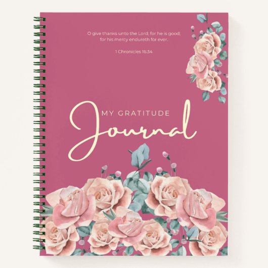 Gratitude Journaal | Roze Aquarel Bloemendesign Notitieboek (Voorkant)
