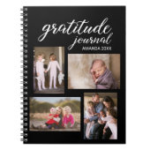 Gratitude Journal 4 Foto Collage op zwart Notitieboek (Voorkant)
