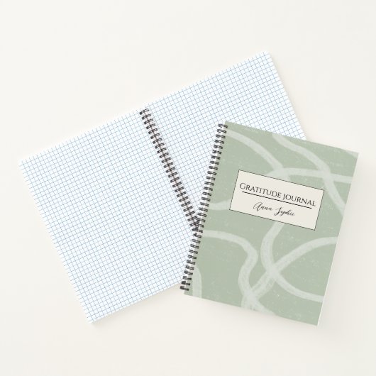 Gratitude Journal, aangepaste naam Green Sage Whit Notitieboek (Binnen)