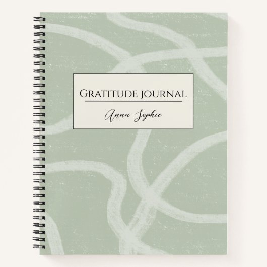 Gratitude Journal, aangepaste naam Green Sage Whit Notitieboek (Voorkant)