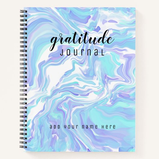 Gratitude Journal Abstract Blue Fluid Art Name Notitieboek (Voorkant)
