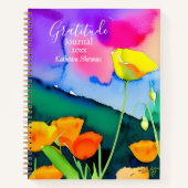 Gratitude Journal Aquarel Bloemen Poppies Roze Notitieboek (Voorkant)