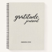 Gratitude Journal Beige Faux Canvas Notitieboek (Voorkant)